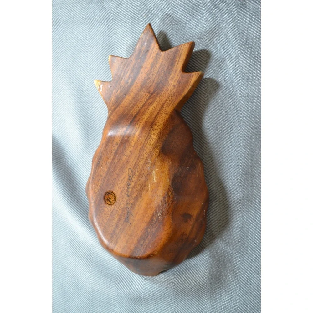 Monkey Pod Hawaii Carved Wood Pineapple Bowl Set Of 3